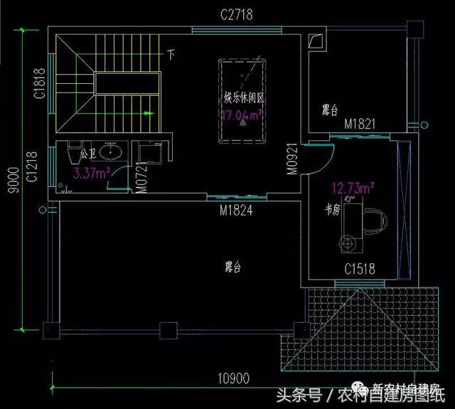 三層小面積農(nóng)村別墅，11X9米，堂屋煙囪大露臺(tái)，人人都能建得起