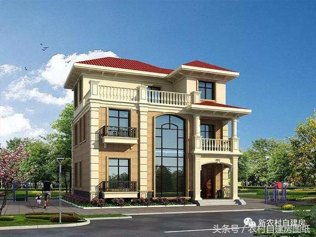 三層小面積農(nóng)村別墅，11X9米，堂屋煙囪大露臺(tái)，人人都能建得起