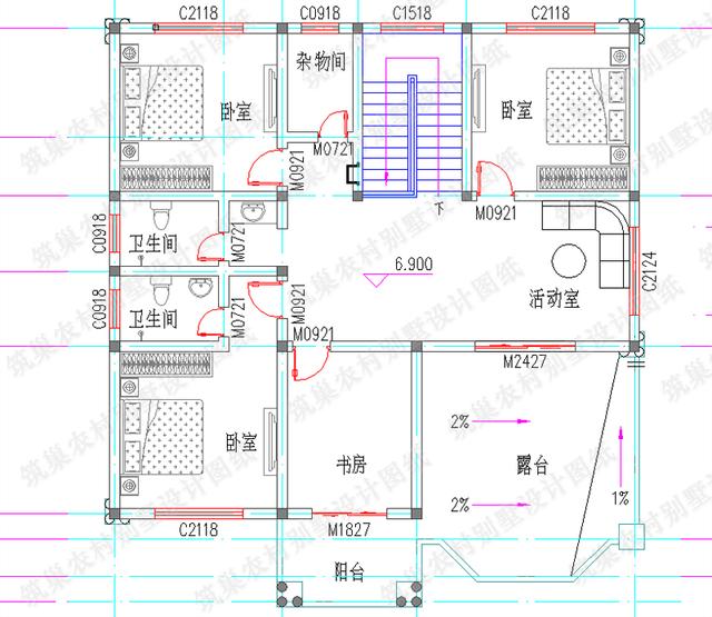 最新三層別墅設計圖，2廳7臥，落地窗+娛樂房+挑空客廳，造價50萬以內，漂亮、美觀、實用