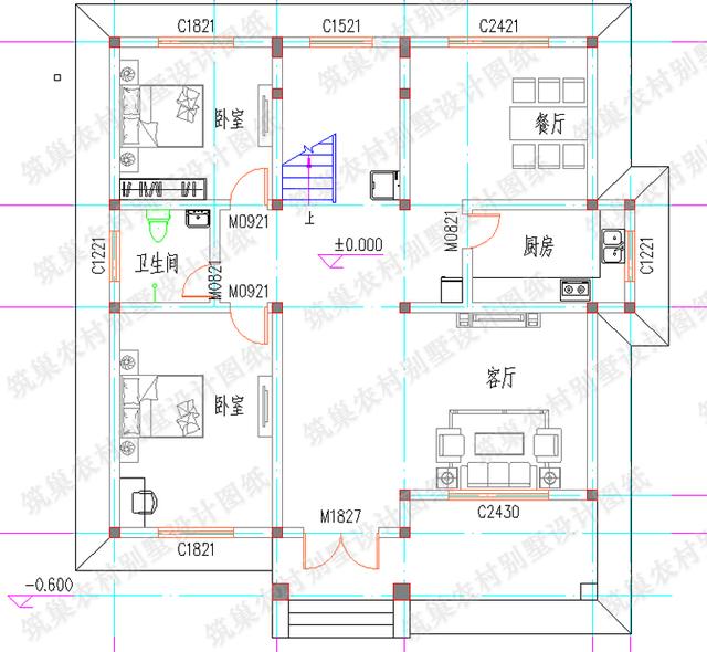 2廳4臥二層農村自建房，12×12米，造價25萬，簡單實用