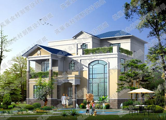 復(fù)式三層別墅設(shè)計圖35萬2廳6臥14×14帶涼亭套房，是你理想中的房子么？