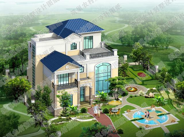 復(fù)式三層別墅設(shè)計圖35萬2廳6臥14×14帶涼亭套房，是你理想中的房子么？