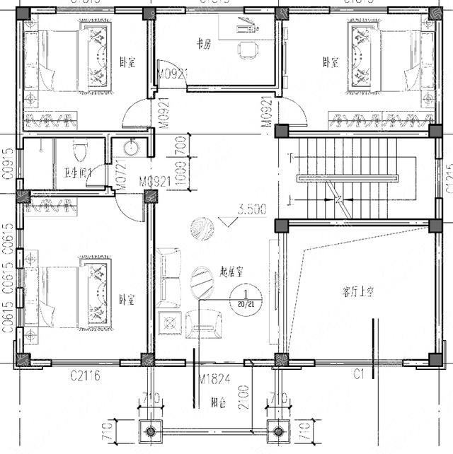 13×11米37萬2廳6臥三層別墅設(shè)計(jì)圖，車庫+挑空客廳+落地窗+茶室，屬簡歐輕奢戶型