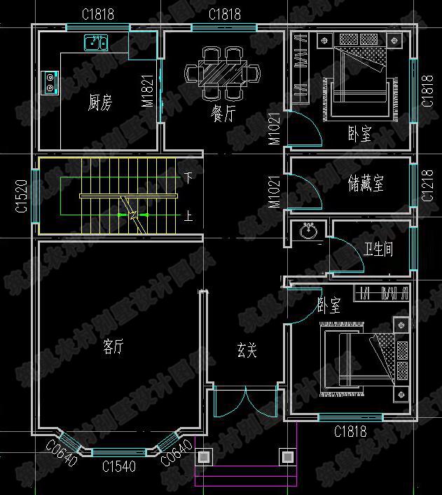 農(nóng)村二層別墅圖，20萬(wàn)133㎡2廳5臥帶挑空客廳落地窗，一起來(lái)看看