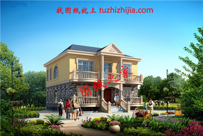 農村二層樓建房造型圖及全套施工圖紙，占地110平米左右，帶地下室