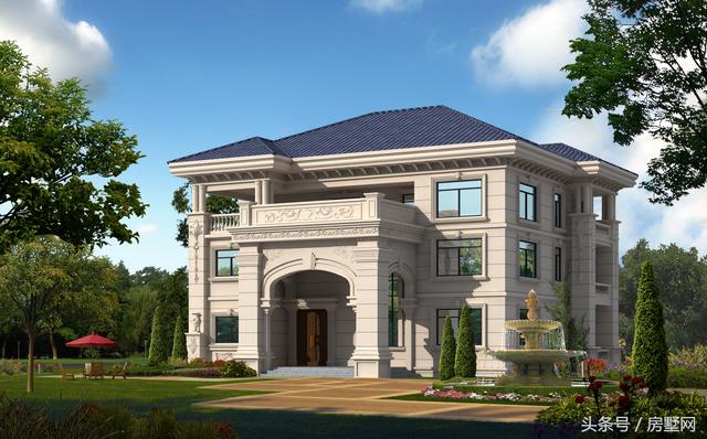一款精美的歐式風格別墅圖，三層樣式占地120平，漂亮至極！