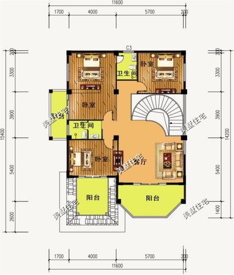 3套三層的小洋別墅設(shè)計圖，外觀漂亮又大氣，給父母一個舒適的家