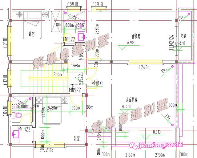 簡(jiǎn)易三層農(nóng)村自建房全套設(shè)計(jì)施工圖，100平方米12x9米房屋結(jié)構(gòu)層次分明