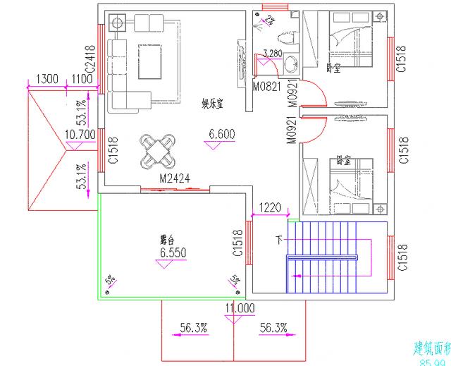 三層3廳6臥別墅圖紙，占地100平造價40萬左右，地下室+挑空客廳+娛樂室