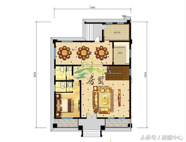 適用于兩代人居住的三層別墅圖，門第建造非常漂亮，內部功能區齊全