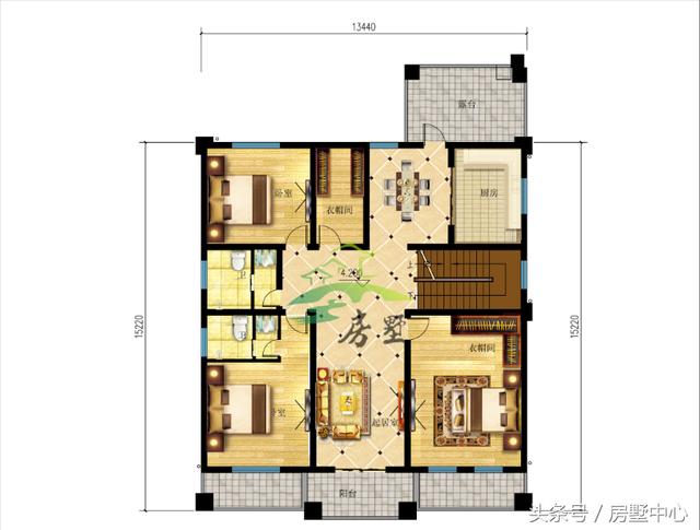 適用于兩代人居住的三層別墅圖，門第建造非常漂亮，內部功能區齊全