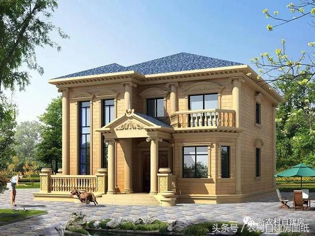 10X13.6米二層歐式風格別墅圖，小面積也能建的這么氣派，堪比百萬豪宅