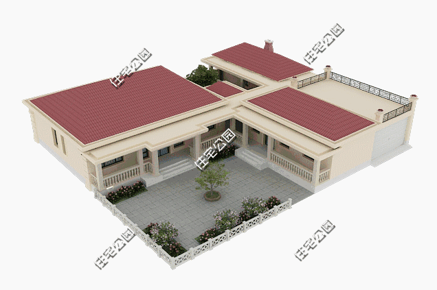 23X26米一層別墅圖，5室2廳陽光房還有一個自家的小院，是你舒適的選擇