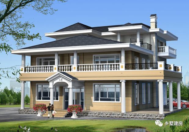 二層歐式現(xiàn)代農(nóng)村自建房設(shè)計圖，與其負債累累的還房貸，不如回家花30萬蓋一棟漂亮的小別墅