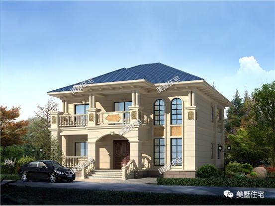 12X14米二層農(nóng)村別墅圖，5室2廳，經(jīng)典的歐式風格沉穩(wěn)又大氣