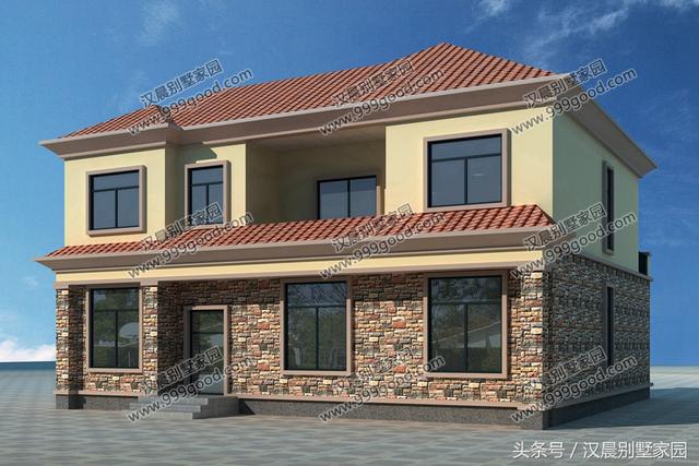 一棟漂亮實(shí)用的二層別墅圖，25萬建成，經(jīng)典布局永不過時