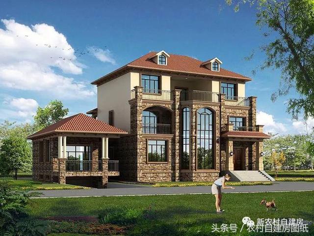 4款豪華農村自建別墅圖，款款帶堂屋，配以園林庭院，假山水景，這樣的豪宅城里人有再多的錢也買不起。