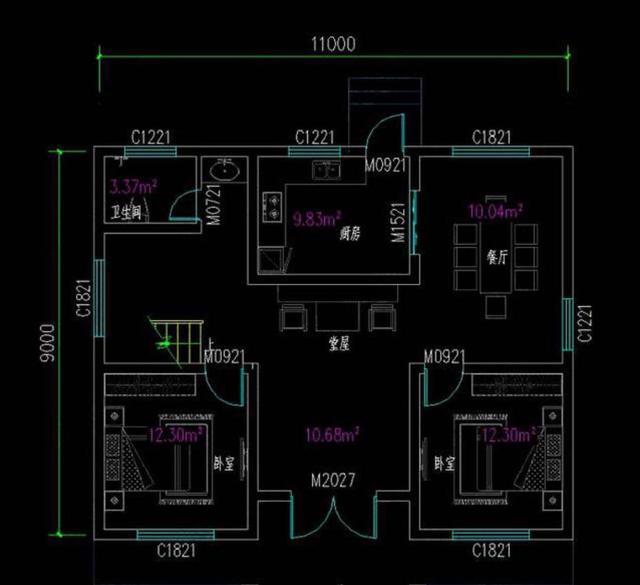 開間進深9米，占地100平米的兩款二層農村自建房設計圖，非常實用的戶型