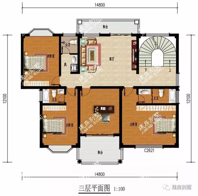 四層豪華別墅設計圖，帶堂屋和飄窗，戶型南北通透，造價才50萬