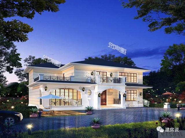 3套二層歐式別墅圖，現代亮麗的外觀，第1套26萬建，可以說非常便宜了