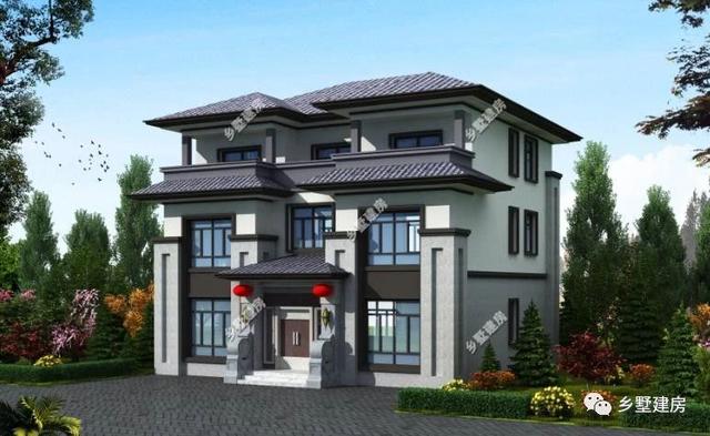 40萬建11X11米農(nóng)村三層別墅圖，美觀實用，完全符合中國人對于房子的審美追求