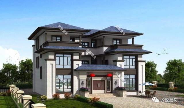 新款階梯式外觀三層四合院別墅圖，快來看看，內外兼修！