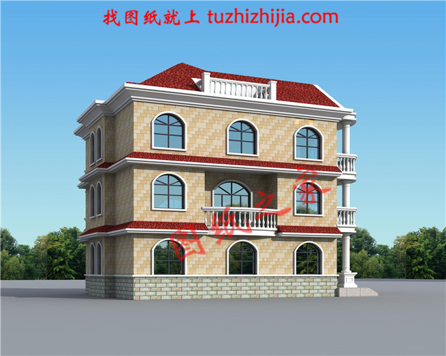 最新農(nóng)村三層樓房設(shè)計(jì)圖紙,客廳中空,采用暖黃色為主色