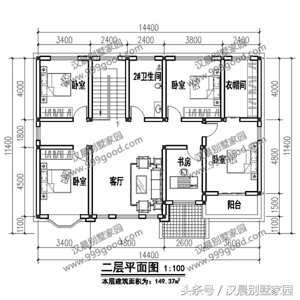 這棟14.4X11.4米兩層別墅設計圖超適合在北方建筑，北方的朋友看過來！