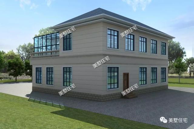 外觀精致的二層別墅設計圖，大客廳+陽光房，盡享陽光鄉村生活