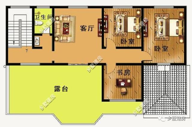 外觀簡(jiǎn)單明了，帶挑空客廳、大露臺(tái)和車(chē)庫(kù)的農(nóng)村自建別墅設(shè)計(jì)圖，你想要的樣子它都有