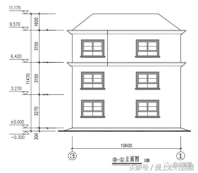 10x12米三層農村自建房設計圖，挑空客廳，主體造價35萬，簡直不要太經濟適用