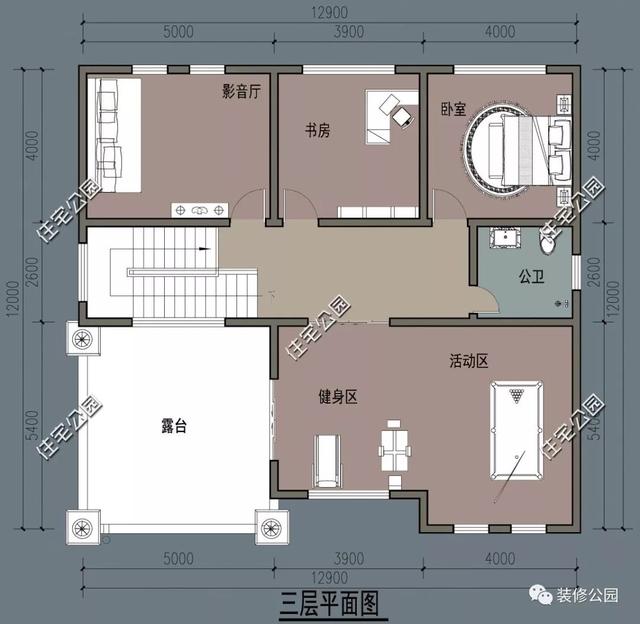 12×13米三層歐式別墅設計圖，落地窗+挑空客廳，設計的十分精致