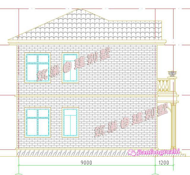 20萬100㎡12x9米二層典型現代農村別墅設計圖，主體磚混結構