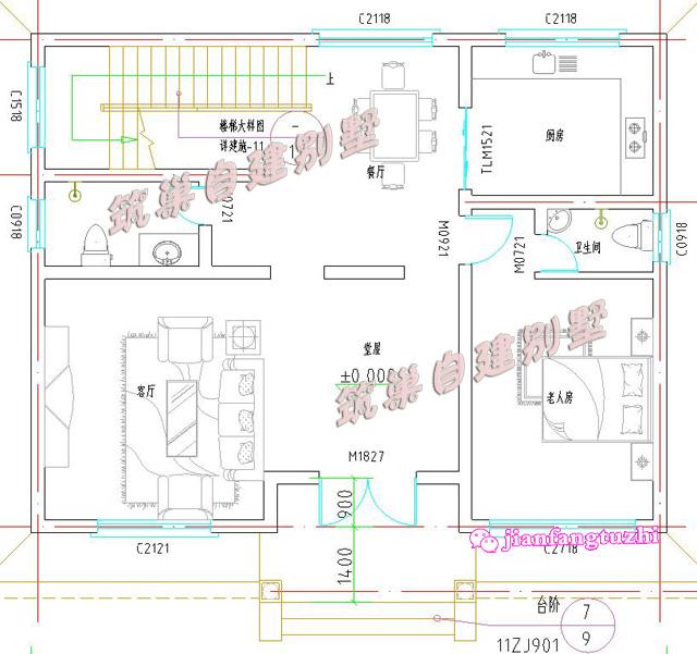 20萬100㎡12x9米二層典型現代農村別墅設計圖，主體磚混結構