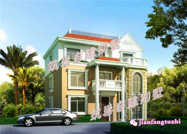 50萬170㎡13x13米新農村樓中樓三層別墅設計施工圖紙及效果圖，戶型實用，色彩明亮