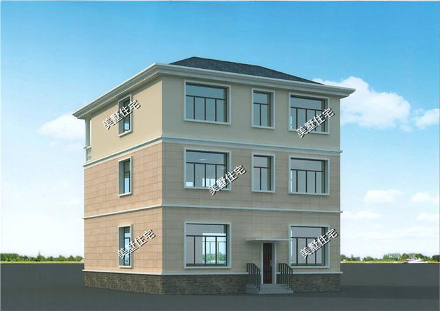 占地125平農村歐式別墅設計圖，7室2廳帶書房，最大的一個亮點就是三樓有一個超大的露臺