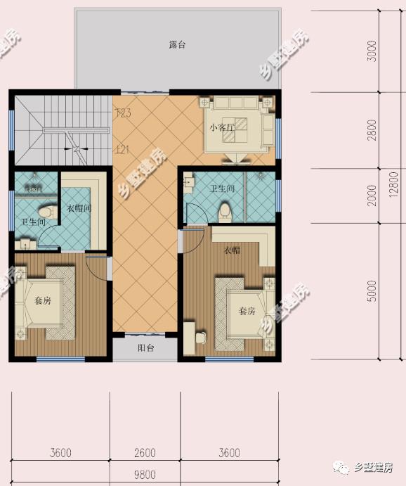 農村中式別墅設計圖，帶佛堂、茶室、花院，9X12米，造價只要38萬！