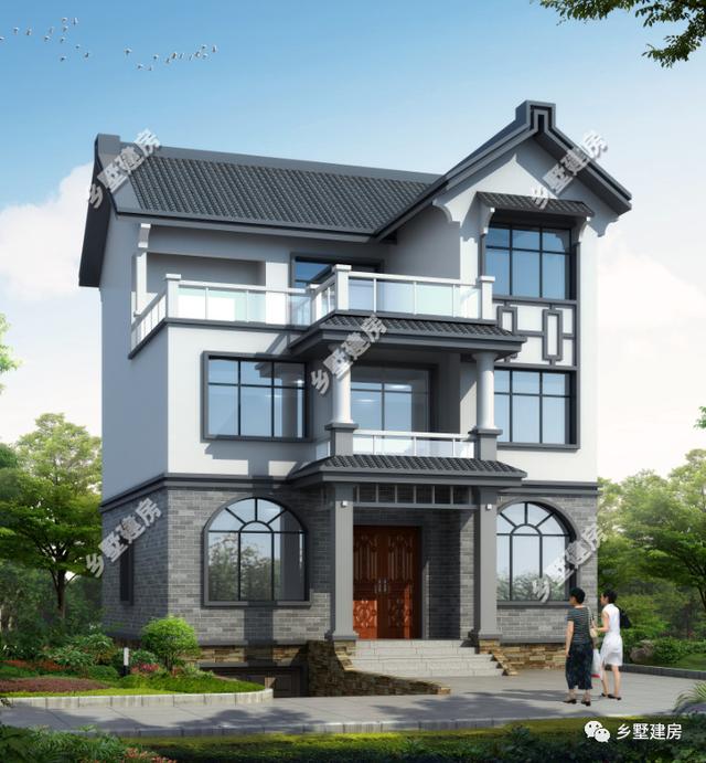 農村中式別墅設計圖，帶佛堂、茶室、花院，9X12米，造價只要38萬！