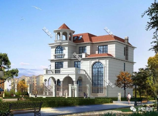 農(nóng)村三層別墅設計圖，挑空客廳樓上樓，書房露臺應有盡有，造價只要48萬