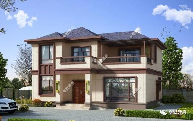 農(nóng)村三層別墅設計圖，挑空客廳樓上樓，書房露臺應有盡有，造價只要48萬