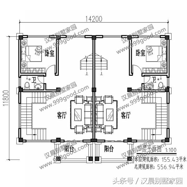 雙拼四層別墅自建房，14.2X11.8米，戶型方正，氣派落地窗，蓋好了后誰看誰眼紅！