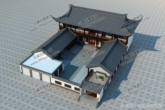 2棟新中式別墅設計圖，傳統形式結合現代建筑元素建成的三合院，當下農村蓋房的新選擇！