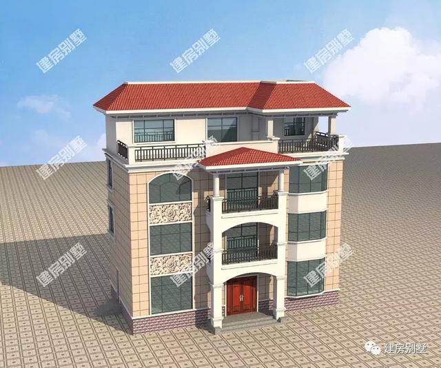 四層別墅設(shè)計圖，16×9.5米，外觀氣派，內(nèi)設(shè)小臺階，由里到外都很有檔次