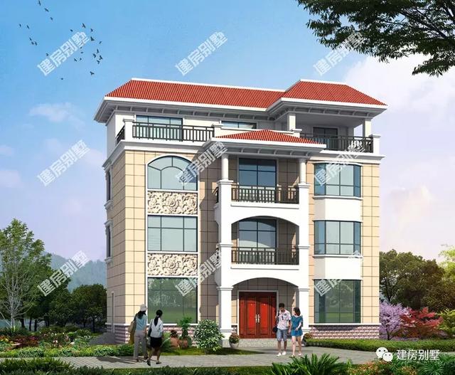 四層別墅設(shè)計圖，16×9.5米，外觀氣派，內(nèi)設(shè)小臺階，由里到外都很有檔次