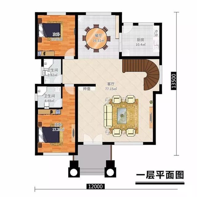 12×14米復(fù)式三層別墅設(shè)計(jì)圖，豪華氣派，時(shí)尚耐看，帶涼亭。