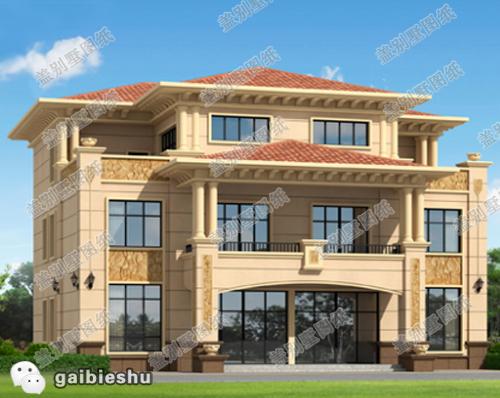 3廳9臥17×14三層獨(dú)棟別墅設(shè)計(jì)圖，帶陽光房豪華套間，造價(jià)60萬