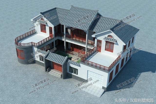 農村二層中式三合院，18.3X11.6米，做夢都想蓋的復古典雅別墅