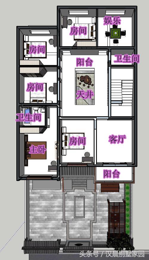 12X17米經(jīng)典新中式三層別墅設(shè)計(jì)圖，車庫(kù)+院子+堂屋，完美布局低調(diào)內(nèi)涵！