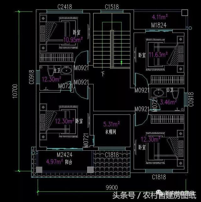 7款小戶型二層農村別墅圖，5款帶堂屋，占地100平左右