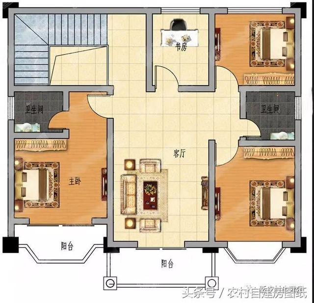 7款小戶型二層農村別墅圖，5款帶堂屋，占地100平左右